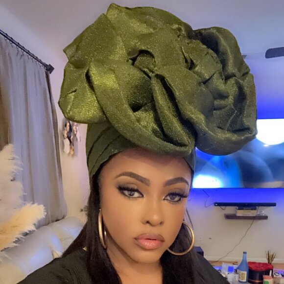 Giant Rose Metallic Aso-oke AUTO GELE Made in Nigeria - Picture 13 of 14